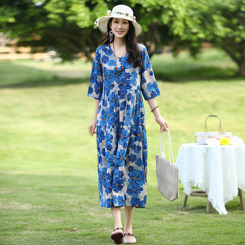 時尚棉綢連衣裙