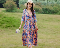 時尚棉綢連衣裙